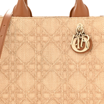 Christian Dior CHRISTIAN DIOR Raffia Macro Cannage Small Book Tote Natural 7 of 14