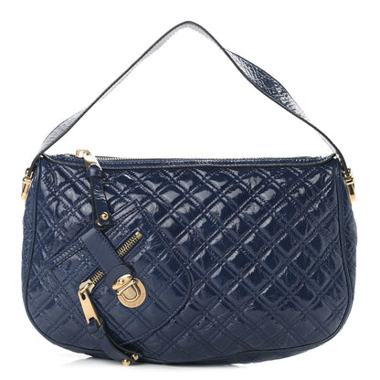 Marc Jacobs Patent Quilted Goatskin Ursula Hobo Midnight 1 of 12