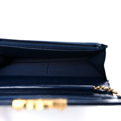 Chanel Aged Glazed Calfskin Stitched Golden Class CC Wallet on Chain WOC Blue 5 of 15