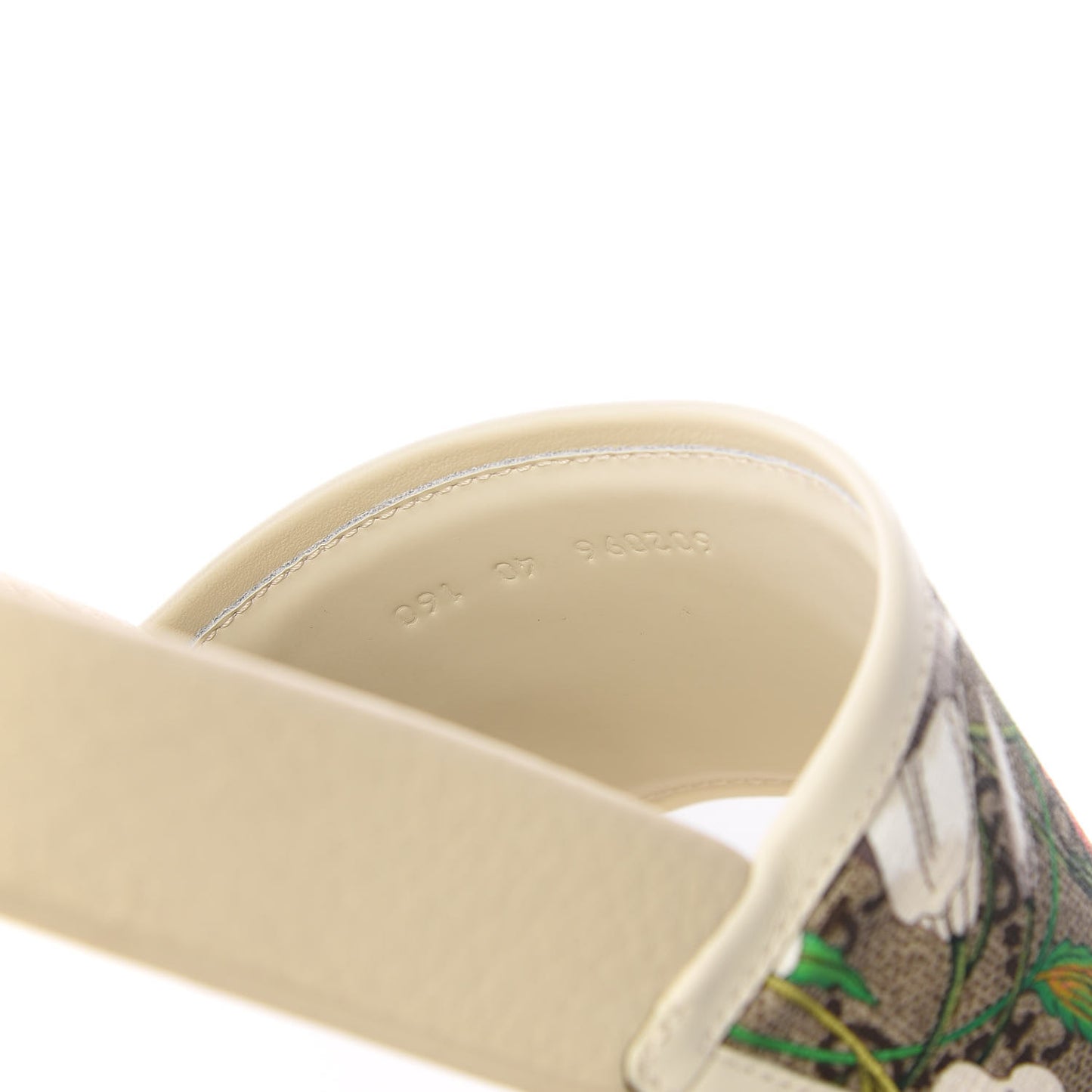 GG Supreme Monogram Flora Pursuit Slide Sandals 40 White