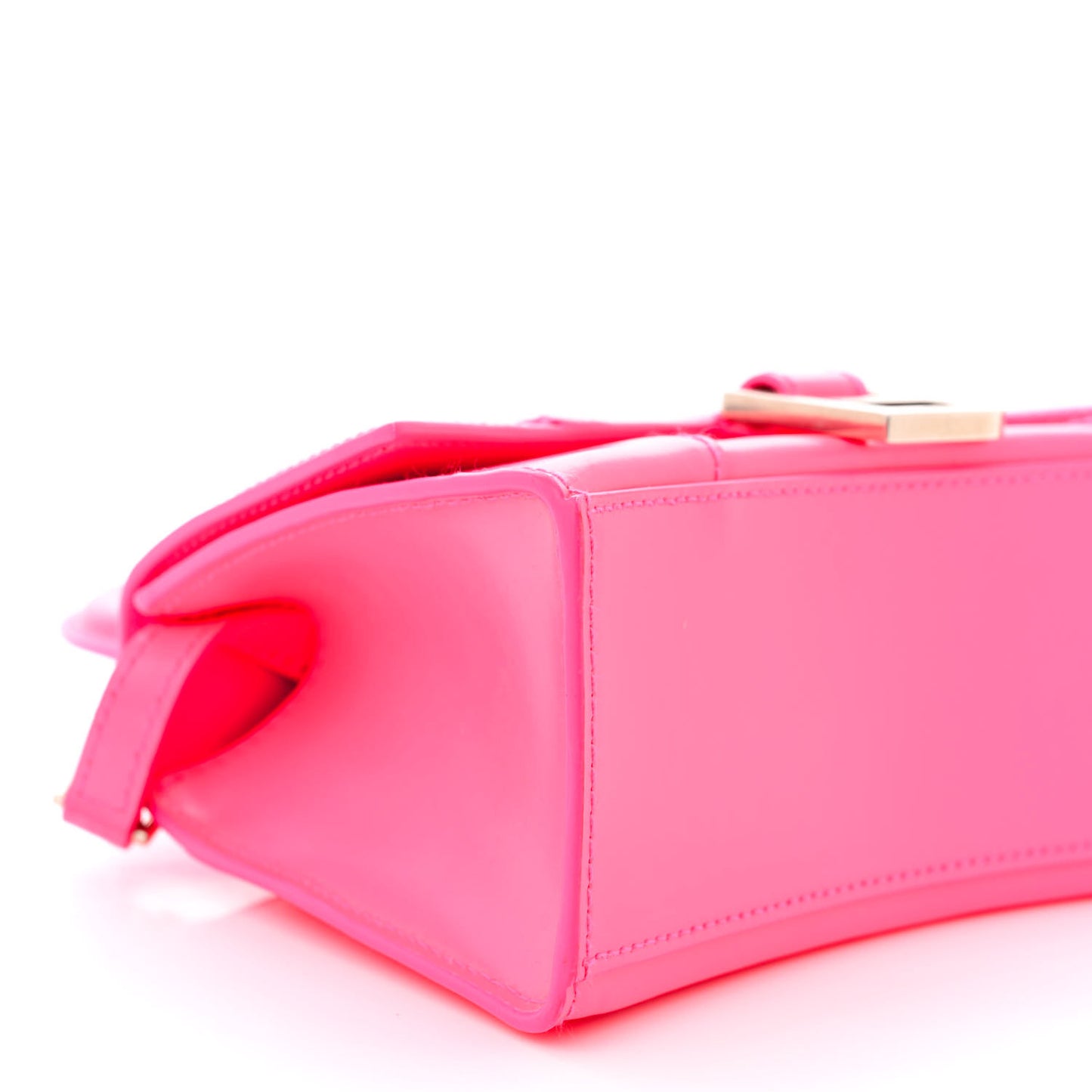Shiny Box Calfskin Hourglass Top Handle Bag XS Hot Pink