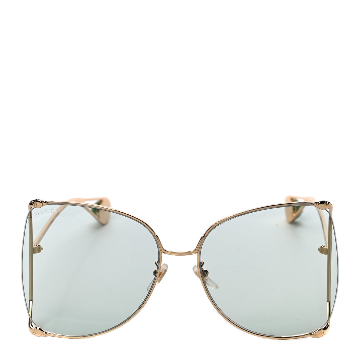 Metal Oversized Round Sunglasses GG0252S Gold Green