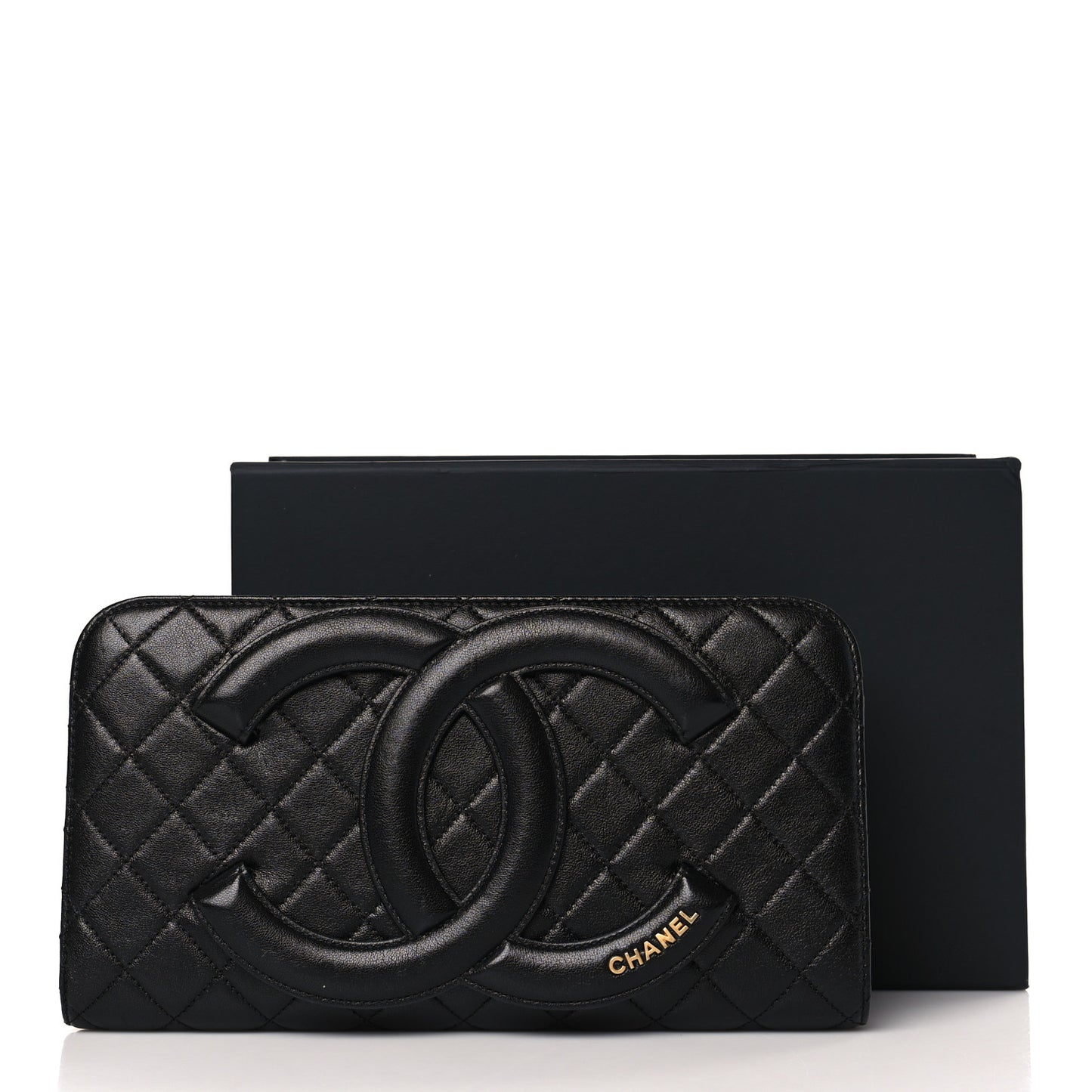 Lambskin Quilted Coco Midnight Clutch Black