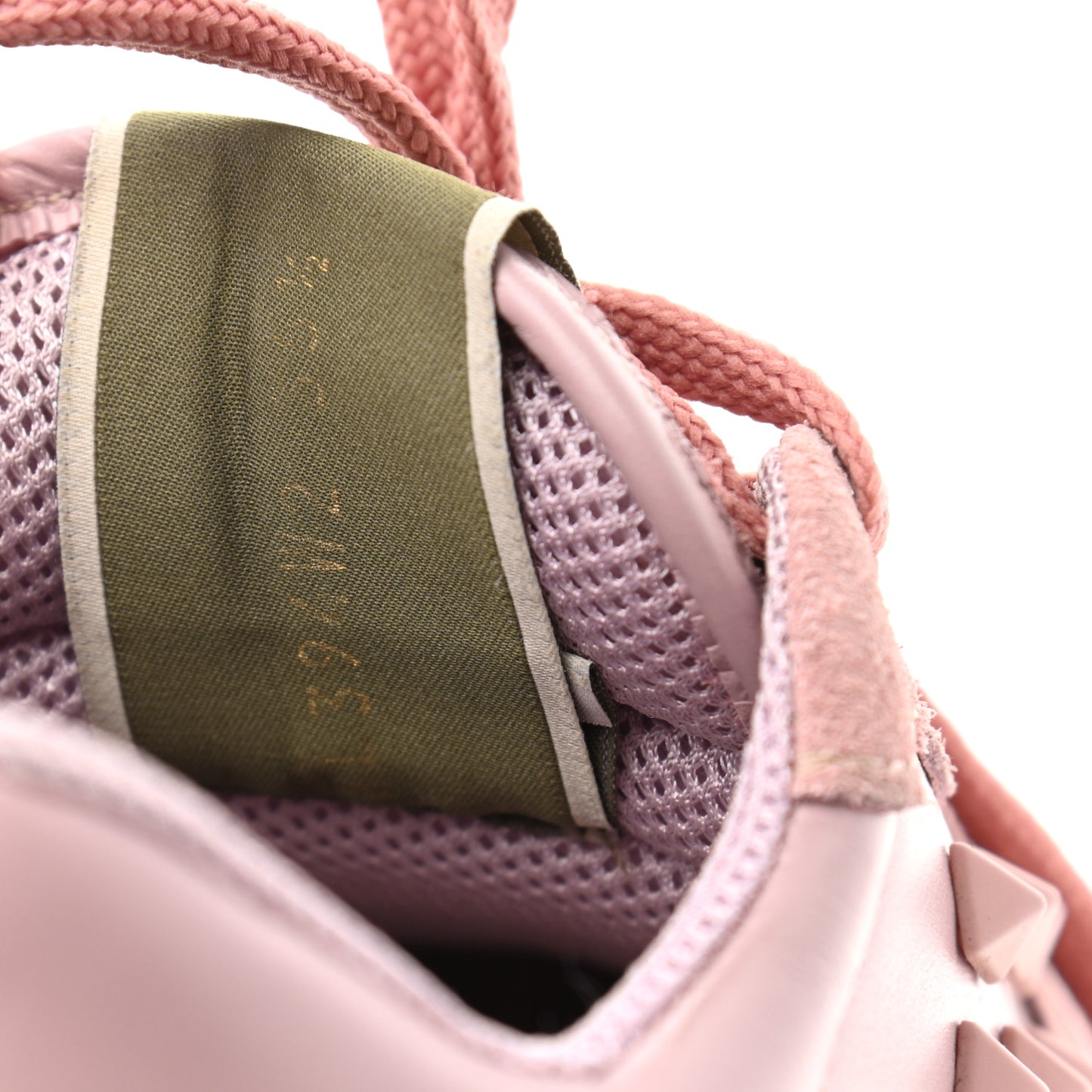 Calfskin Suede Rockstud Sneakers 35.5 Pink