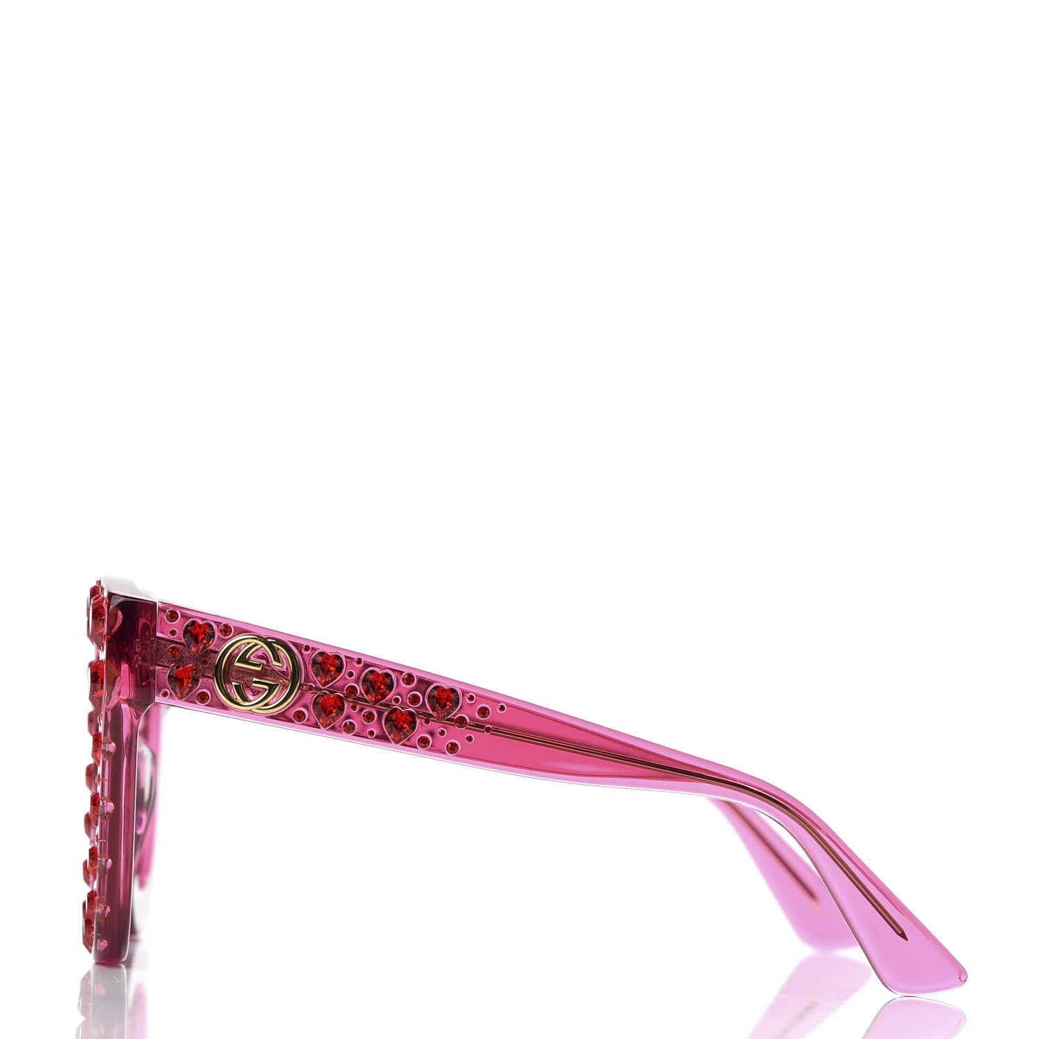 Gucci Acetate Crystal Heart GG0116S Sunglasses Fuchsia 3 of 8