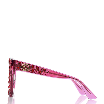 Gucci Acetate Crystal Heart GG0116S Sunglasses Fuchsia 3 of 8
