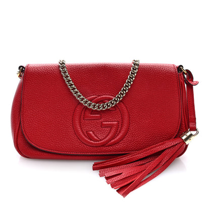 Gucci Pebbled Calfskin Medium Soho Flap Crossbody Vibrant Red 1 of 9
