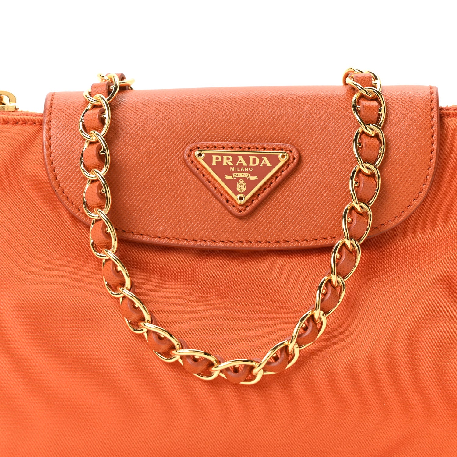 Prada Tessuto Nylon Saffiano Crossbody Bag Papaya 8 of 10