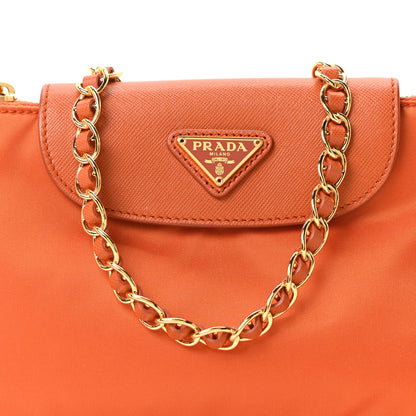 Prada Tessuto Nylon Saffiano Crossbody Bag Papaya 8 of 10