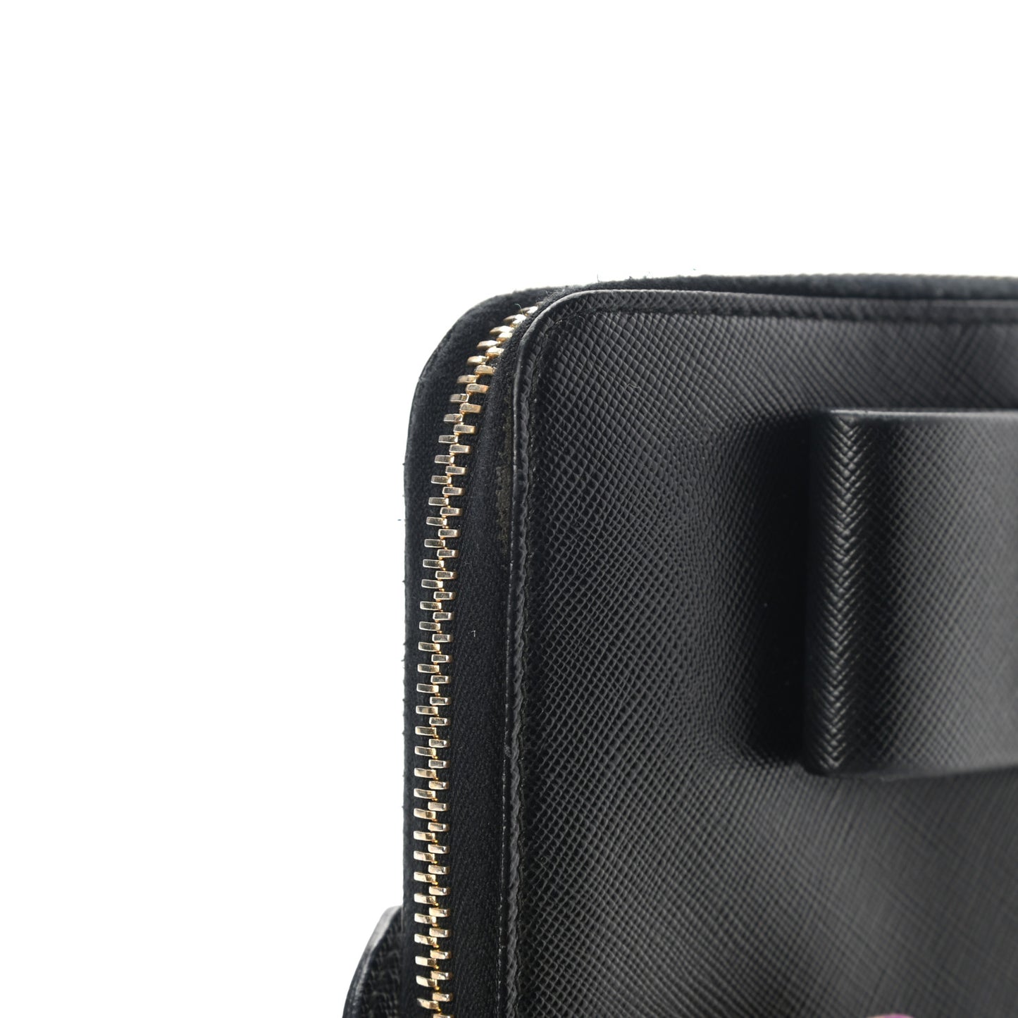 Saffiano Fiocco Bow Zip Around Wallet Black