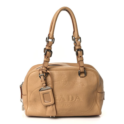 Prada Vitello Daino Embossed Logo Bowler Sughero 1 of 12