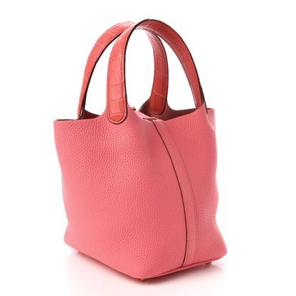 Hermes Taurillon Clemence Matte Alligator Picotin Lock Touch 18 PM Rose Azalee 3 of 11