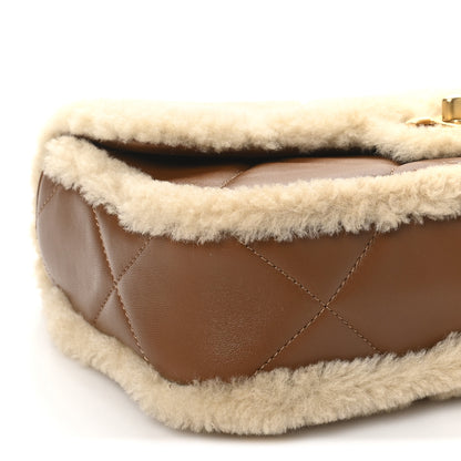 Chanel Shearling Lambskin Quilted Furry Coco Flap Beige Brown 9 of 11