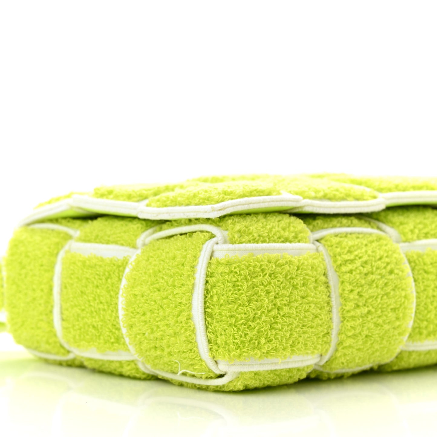 Terrycloth Maxi Intrecciato Padded Cassette Crossbody Bag Acid Kiwi