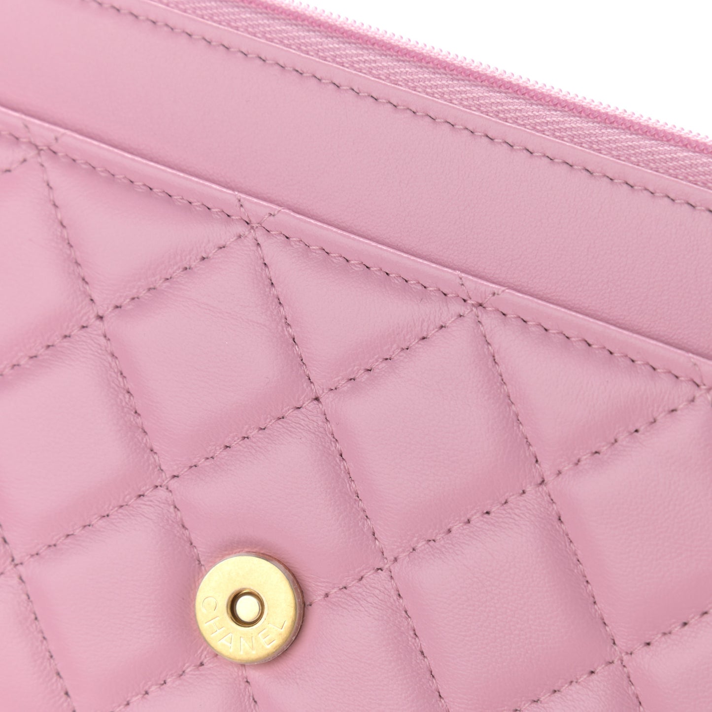 Lambskin Resin Quilted Wallet On Chain WOC Dark Pink