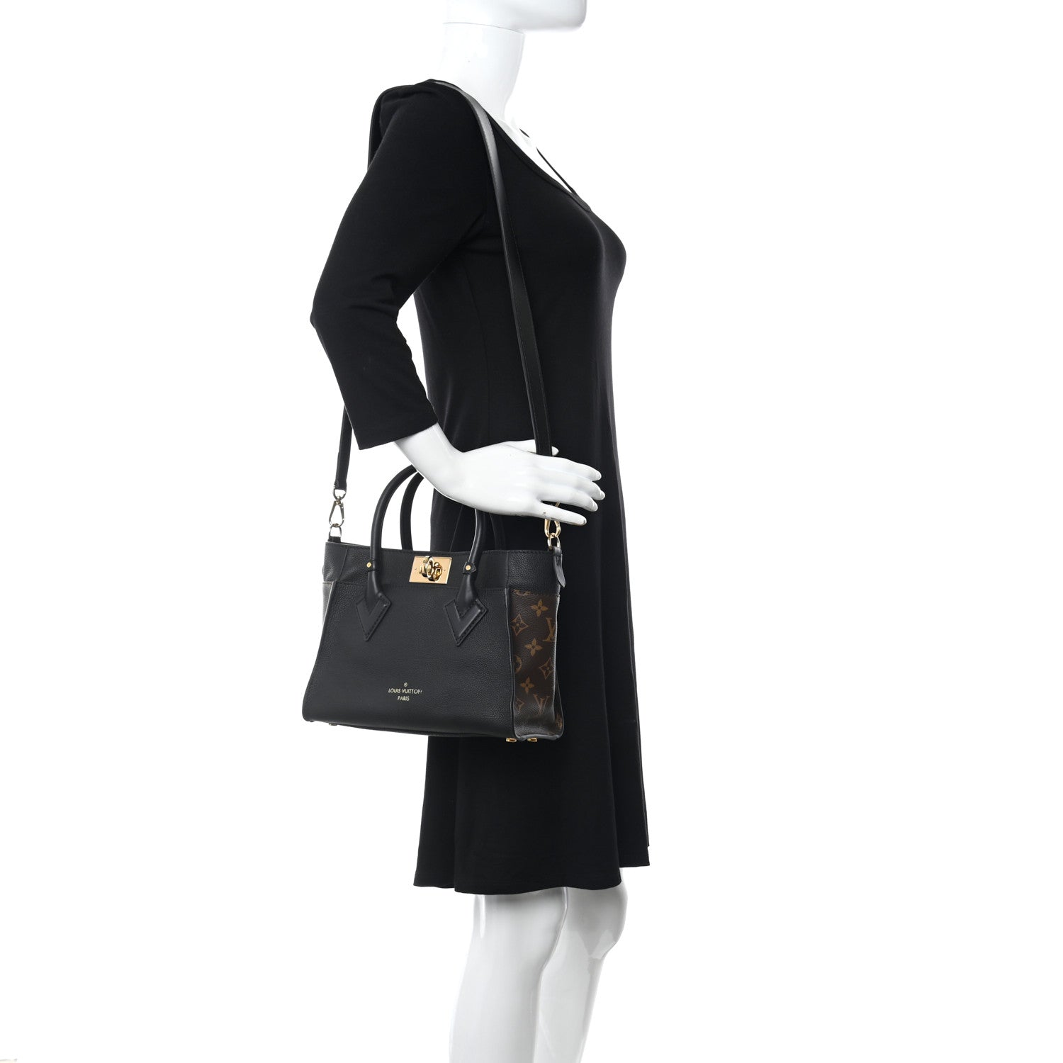 Louis Vuitton Calfskin Monogram On My Side PM Black 2 of 8