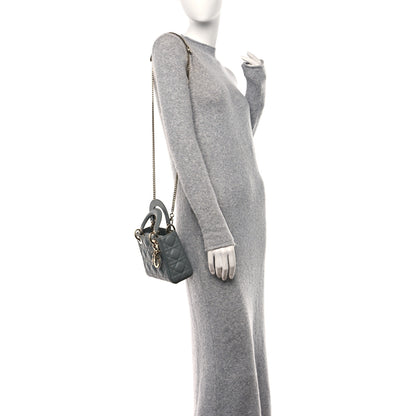 Christian Dior Lambskin Cannage Mini Lady Dior Grey 2 of 9