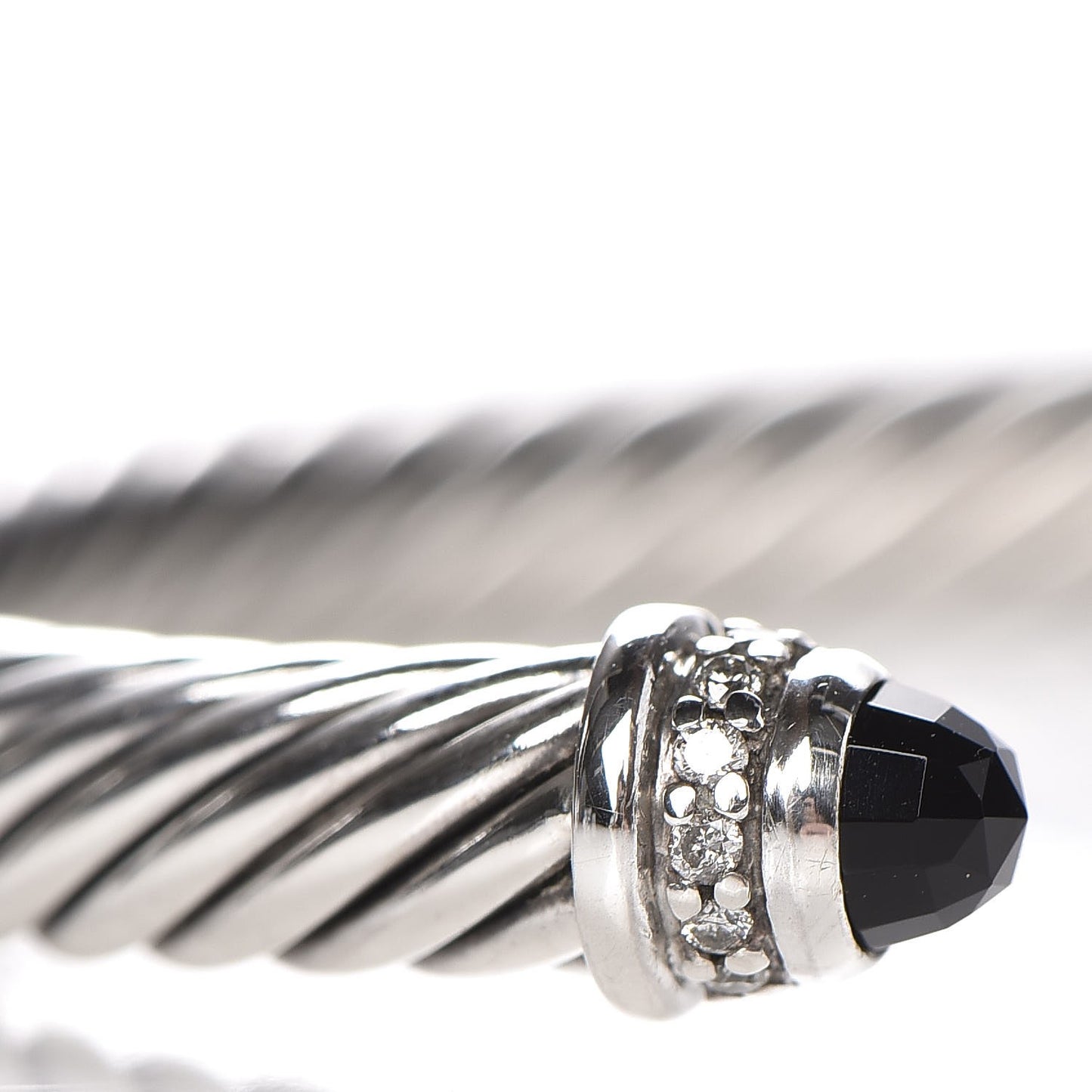 Sterling Silver Diamond Black Onyx 5mm Cable Classics Bracelet