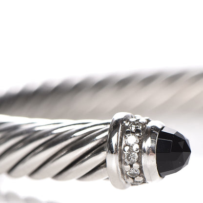 David Yurman Sterling Silver Diamond Black Onyx 5mm Cable Classics Bracelet 3 of 5
