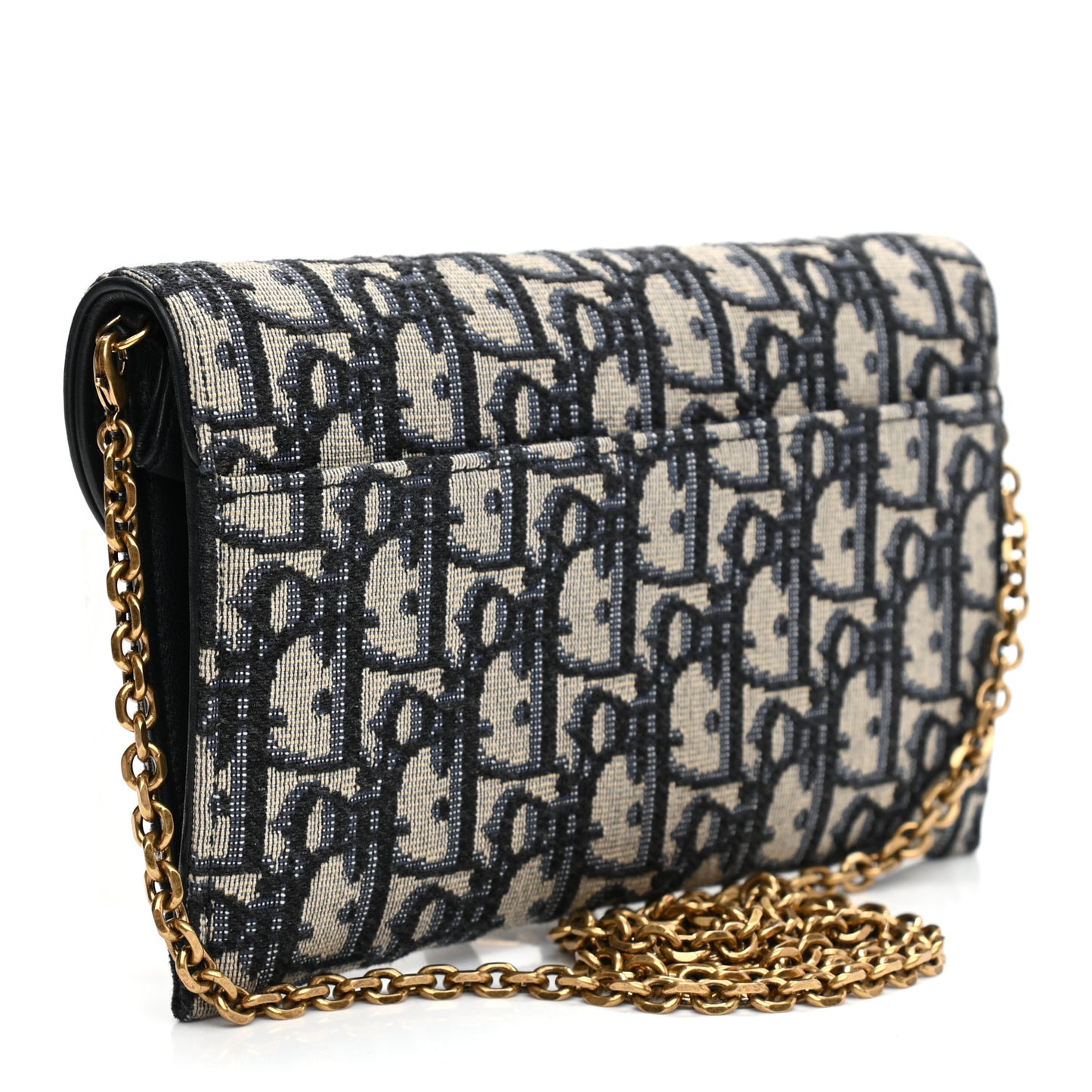 Oblique Saddle Chain Long Wallet Blue