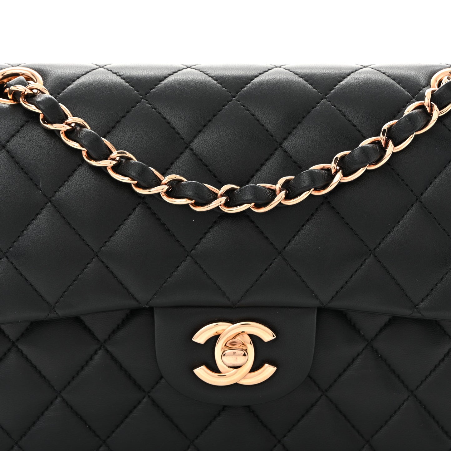 Lambskin Quilted Small Double Flap Black