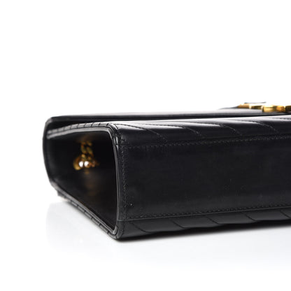 Saint Laurent Smooth Calfskin Matelasse Chevron Large Monogram Satchel Black 5 of 14