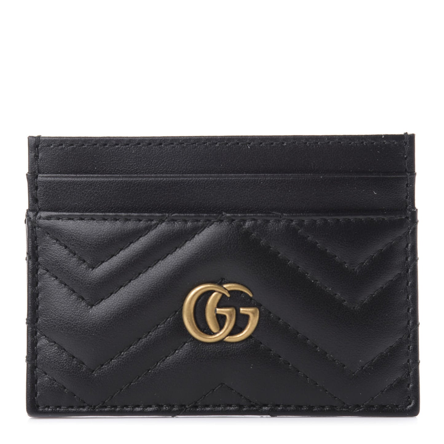 Calfskin Matelasse GG Marmont Card Holder Black