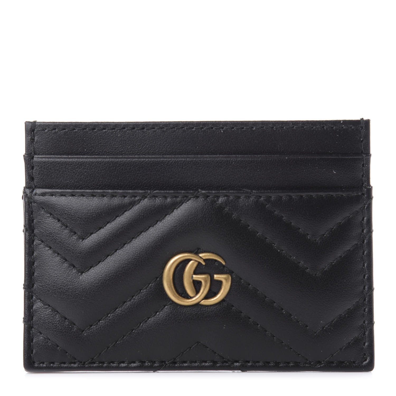 Gucci Calfskin Matelasse GG Marmont Card Holder Black 1 of 8