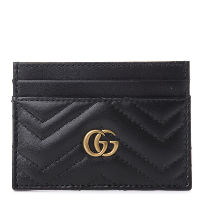 Gucci Calfskin Matelasse GG Marmont Card Holder Black 1 of 8