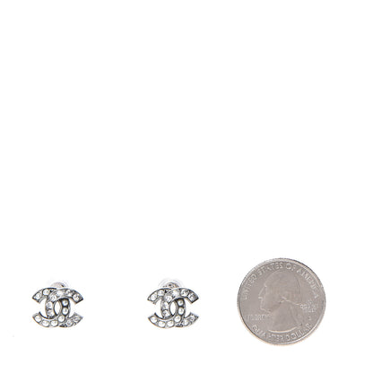 Chanel Pearl Crystal CC Earrings Ruthenium 2 of 5