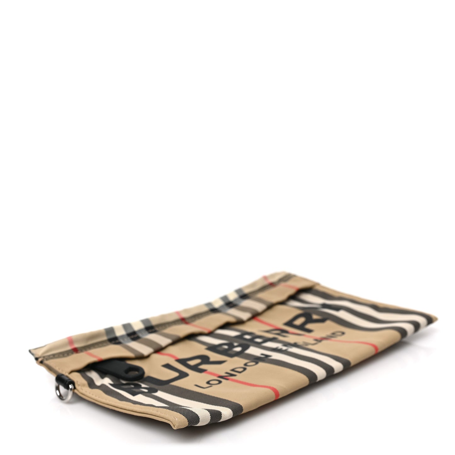 Nylon Vintage Check Print Logo Wristlet Archive Beige