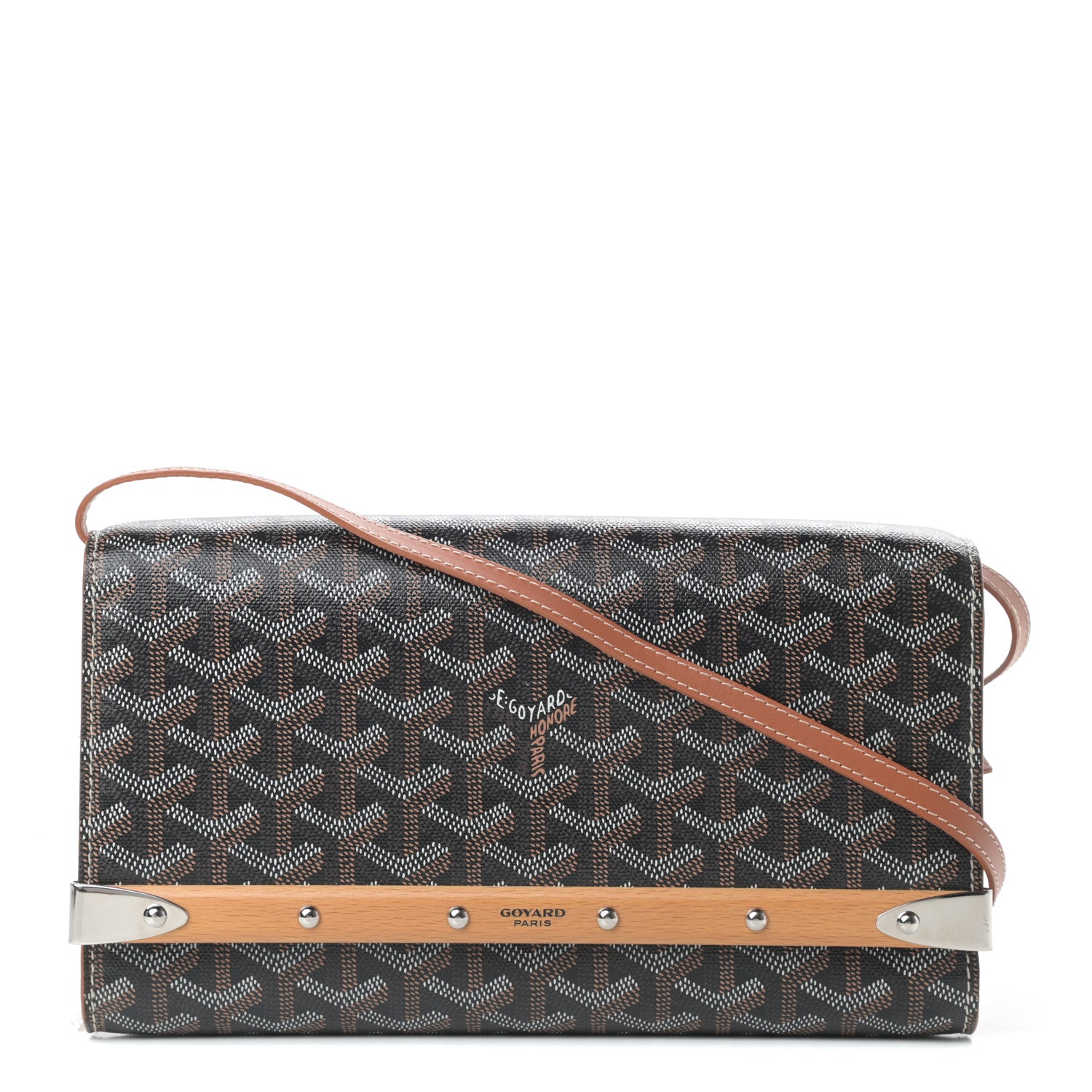 Goyard Goyardine Monte Carlo Bois Clutch With Strap Black Gold 1 of 11