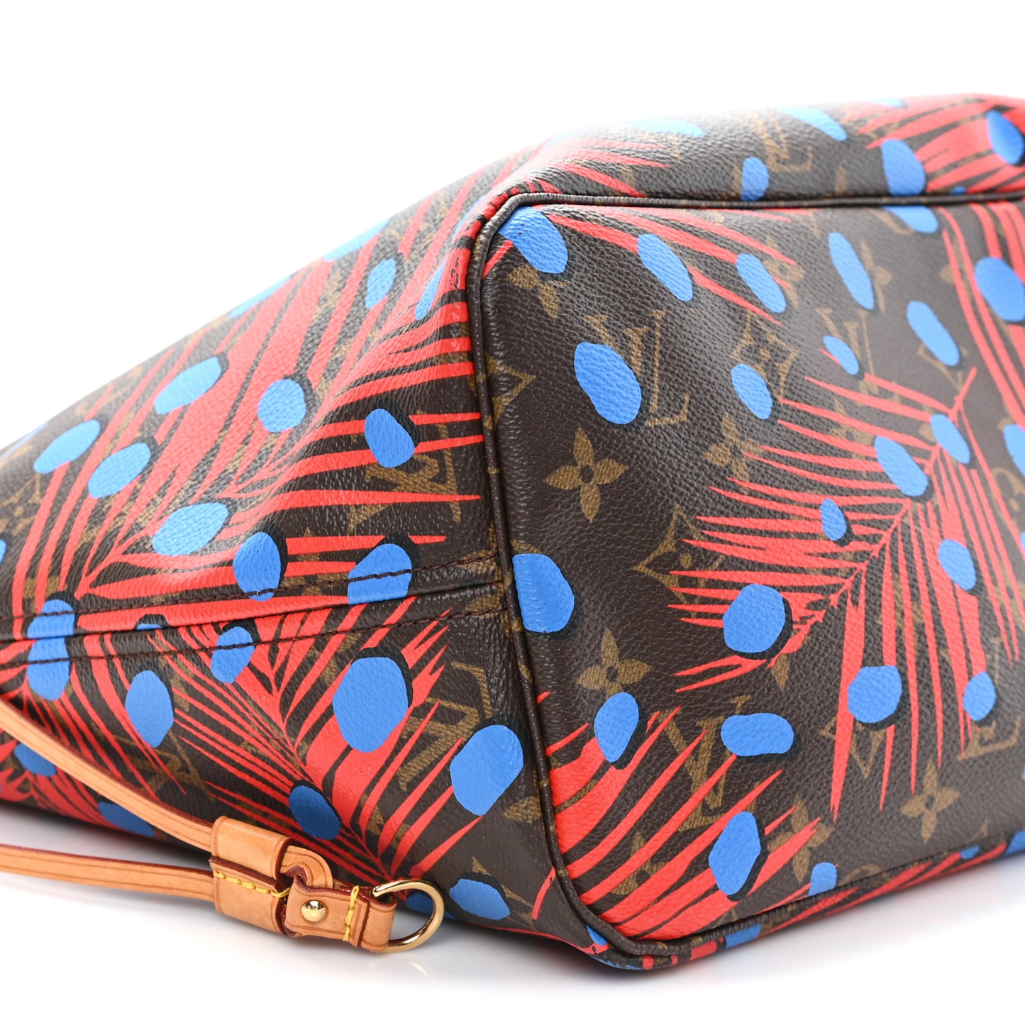 Monogram Jungle Dots Neo Neverfull MM Coquelicot Denim
