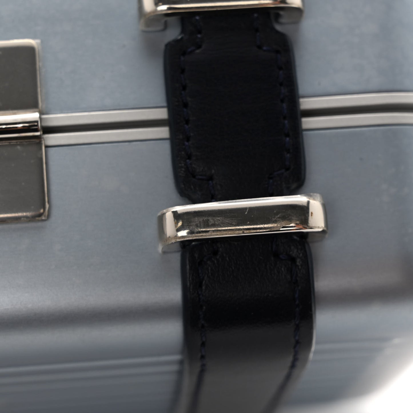 X RIMOWA Aluminum Personal Clutch On Strap Bleu