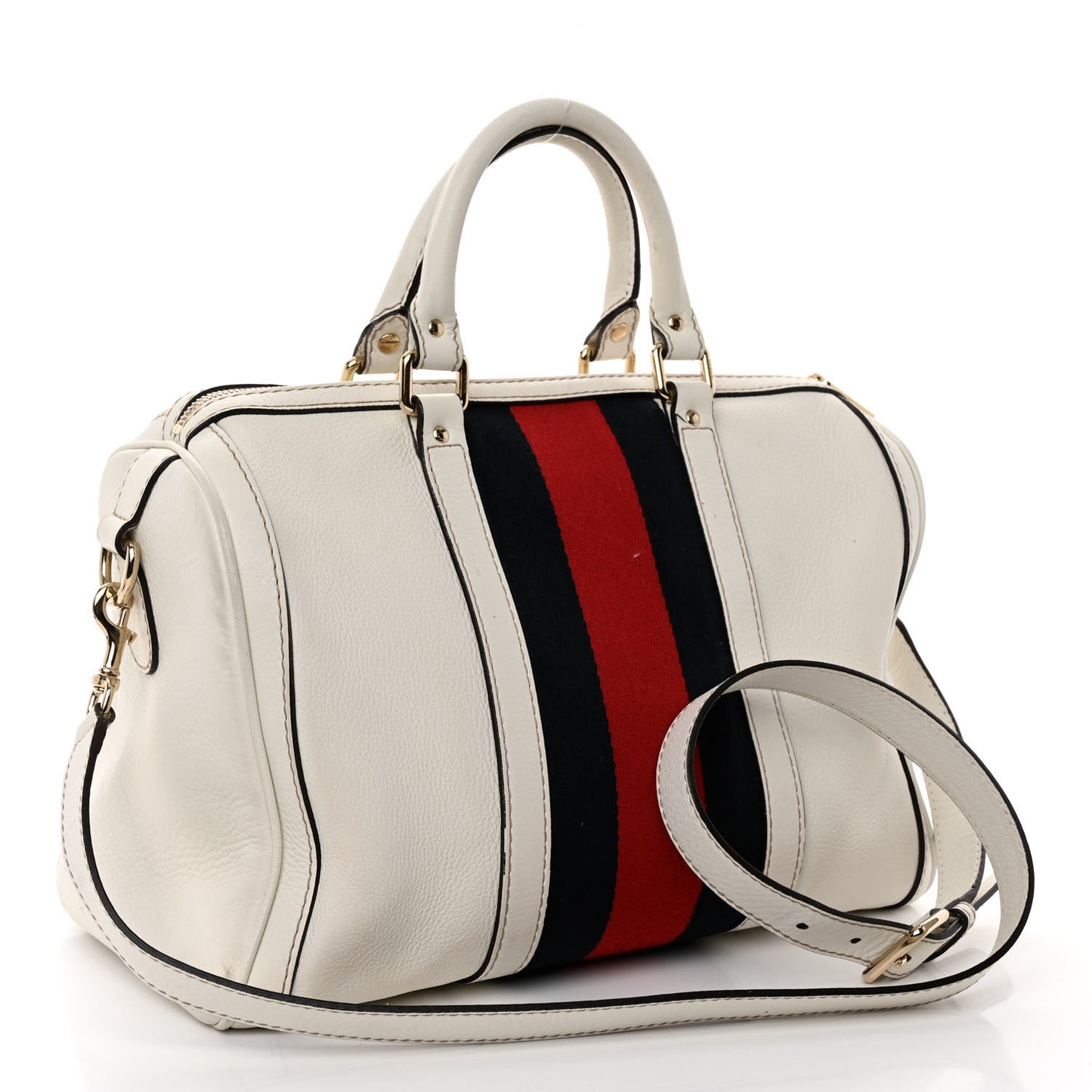 Calfskin Vintage Web Medium Boston White