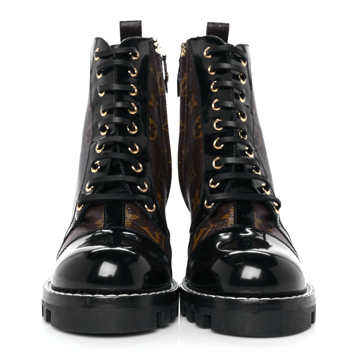 Patent Calfskin Monogram Star Trail Ankle Boots 39 Black