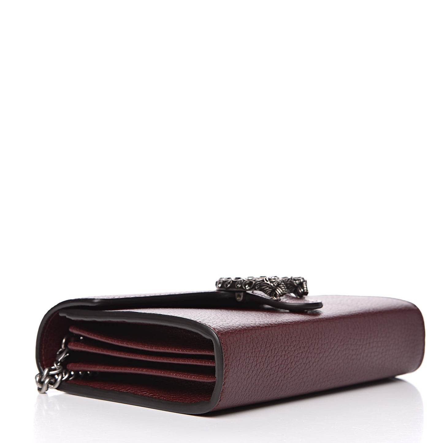 Dollar Calfskin Crystal Mini Dionysus Chain Wallet Vintage Bordeaux