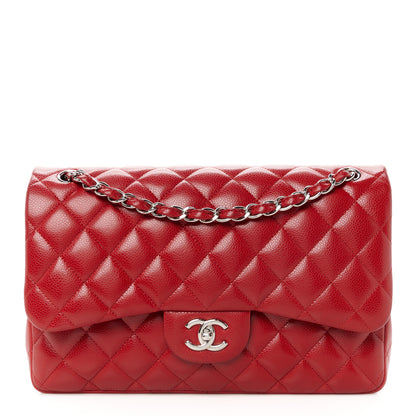 Chanel Caviar Quilted Jumbo Double Flap Red 1 of 12