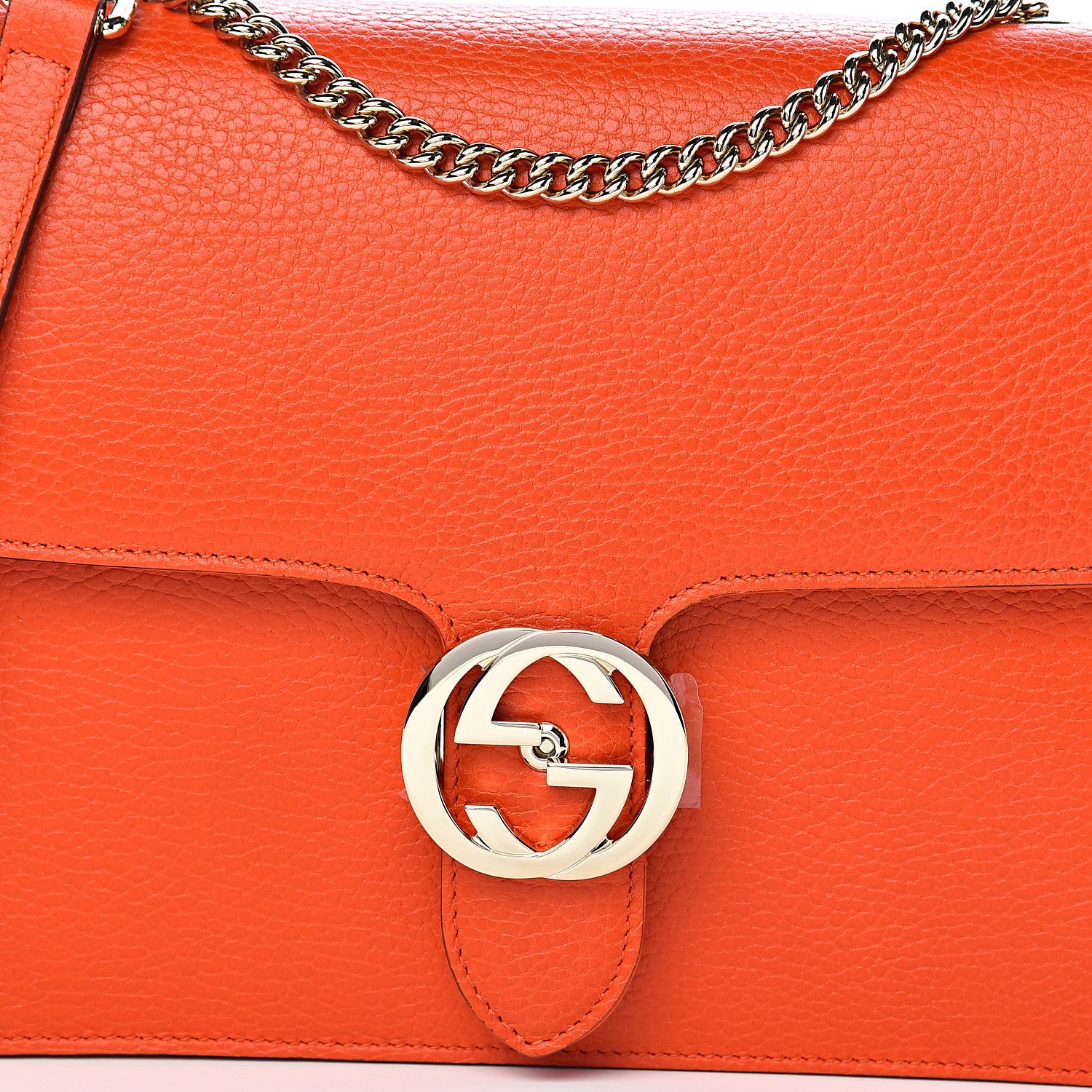 Gucci Dollar Calfskin Interlocking G Shoulder Bag Sun Orange 10 of 10