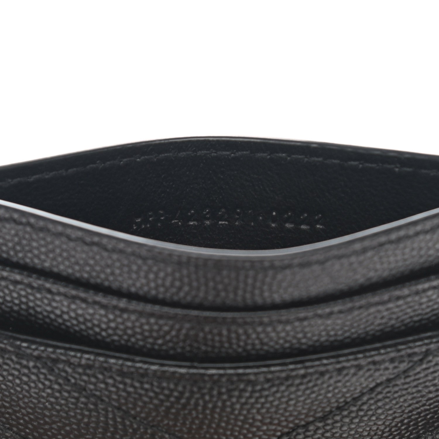 Saint Laurent Grain De Poudre Matelasse Chevron Monogram Credit Card Case Black 7 of 8