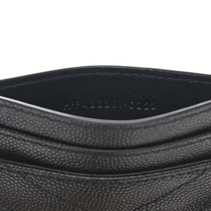Saint Laurent Grain De Poudre Matelasse Chevron Monogram Credit Card Case Black 7 of 8