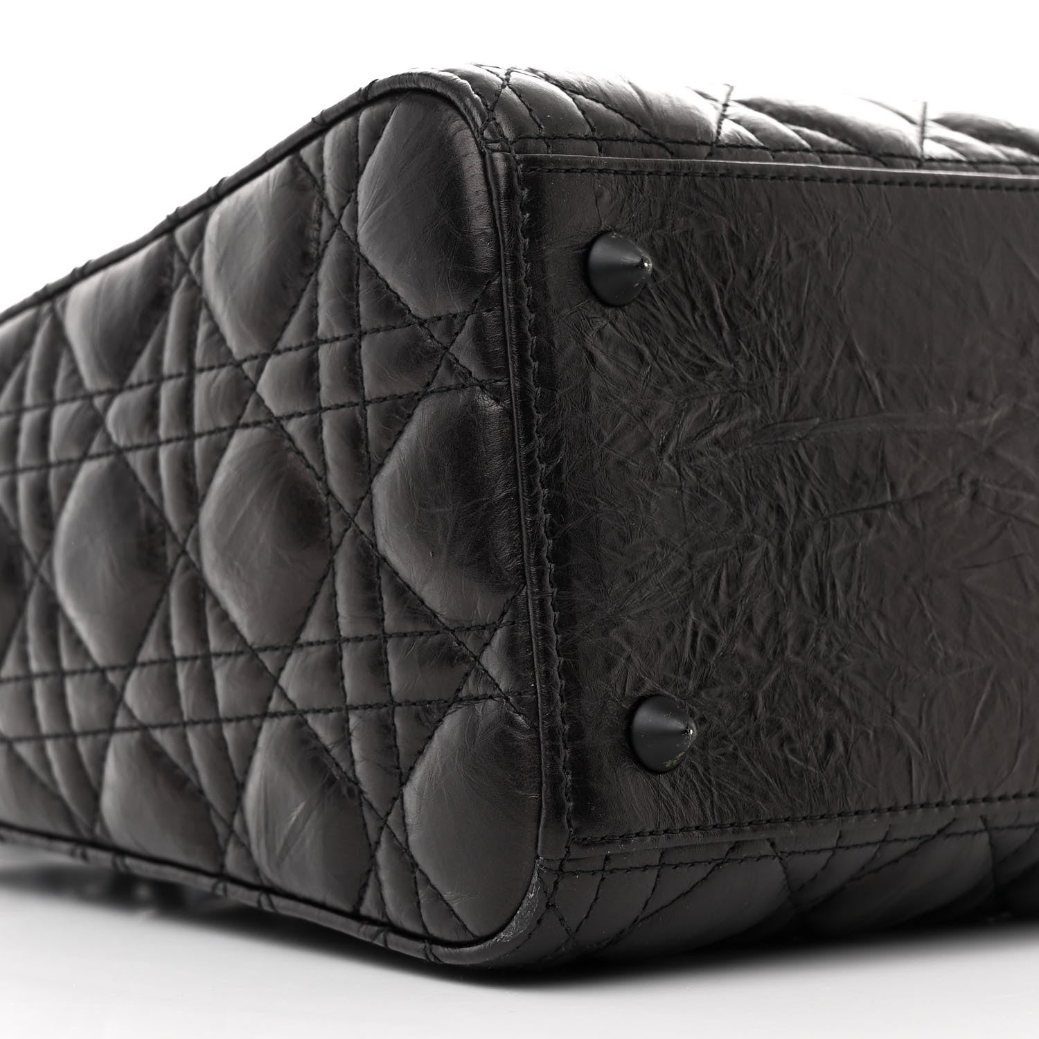 Christian Dior Crinkled Calfskin Cannage Medium Lady Dior Black 9 of 10
