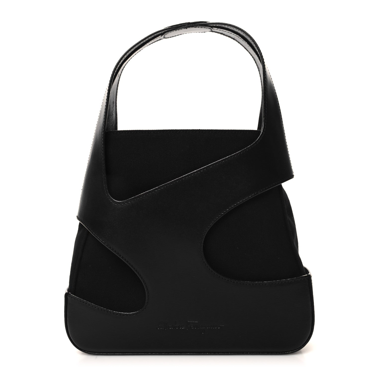 Salvatore Ferragamo Calfskin Cut Out Top Handle Black 1 of 11