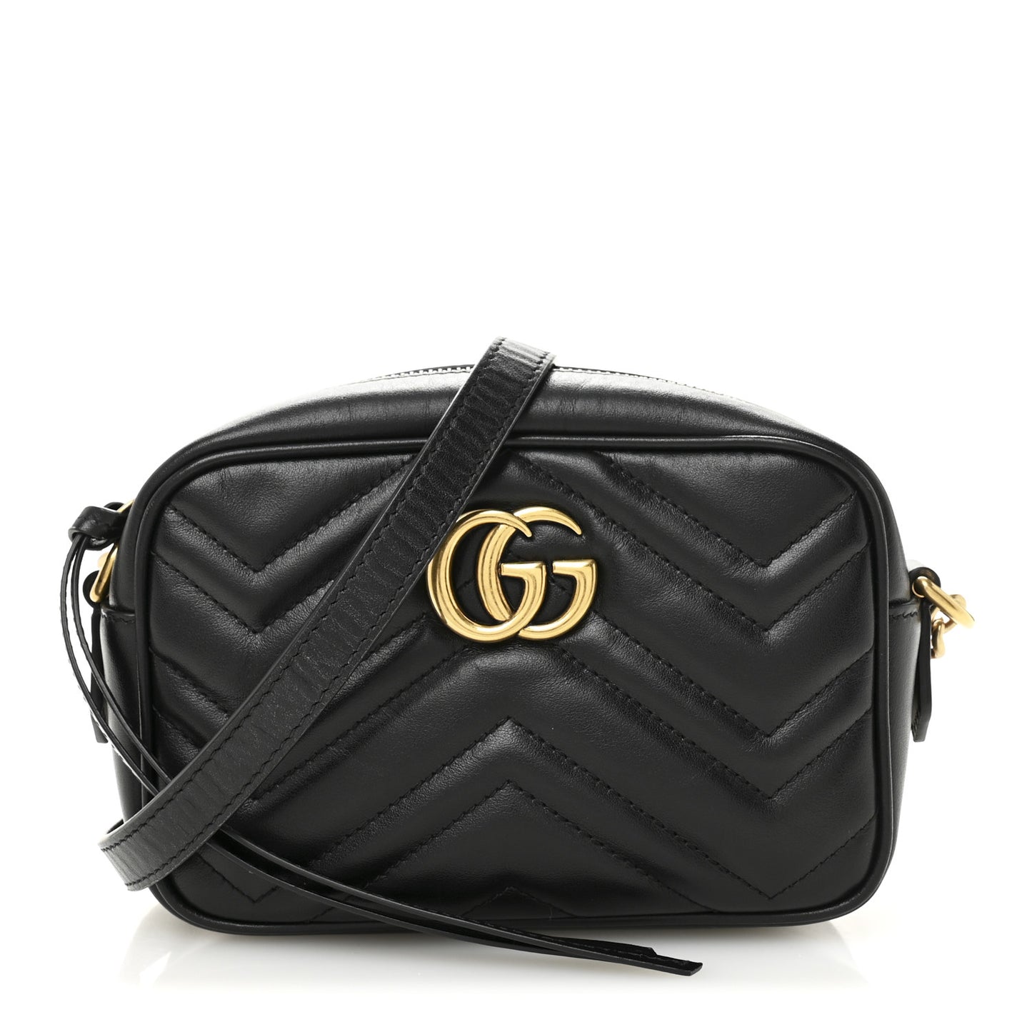 Calfskin Matelasse Mini GG Marmont Chain Shoulder Bag Black
