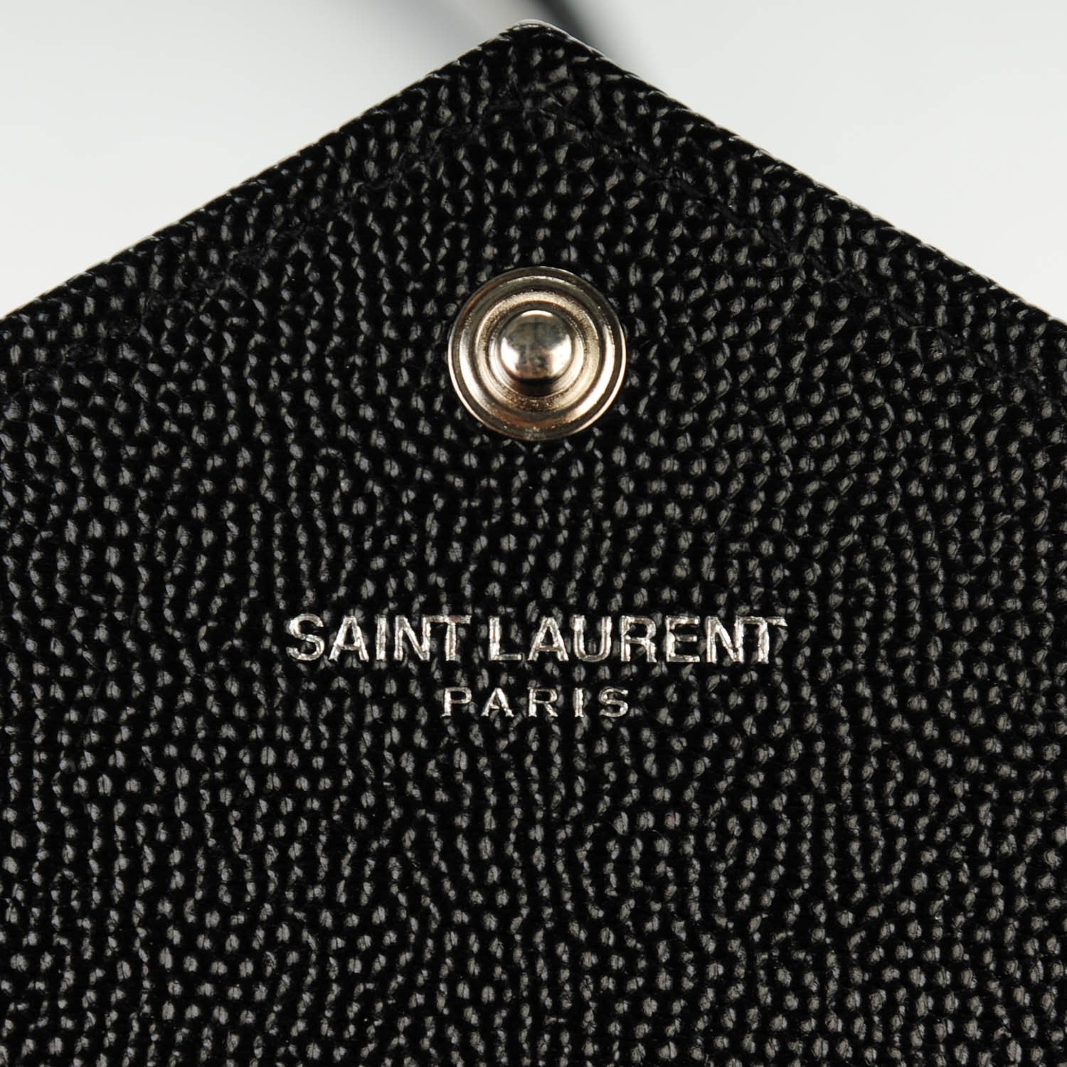 Saint Laurent Grain De Poudre Matelasse Chevron Monogram Envelope Chain Wallet Black 6 of 7