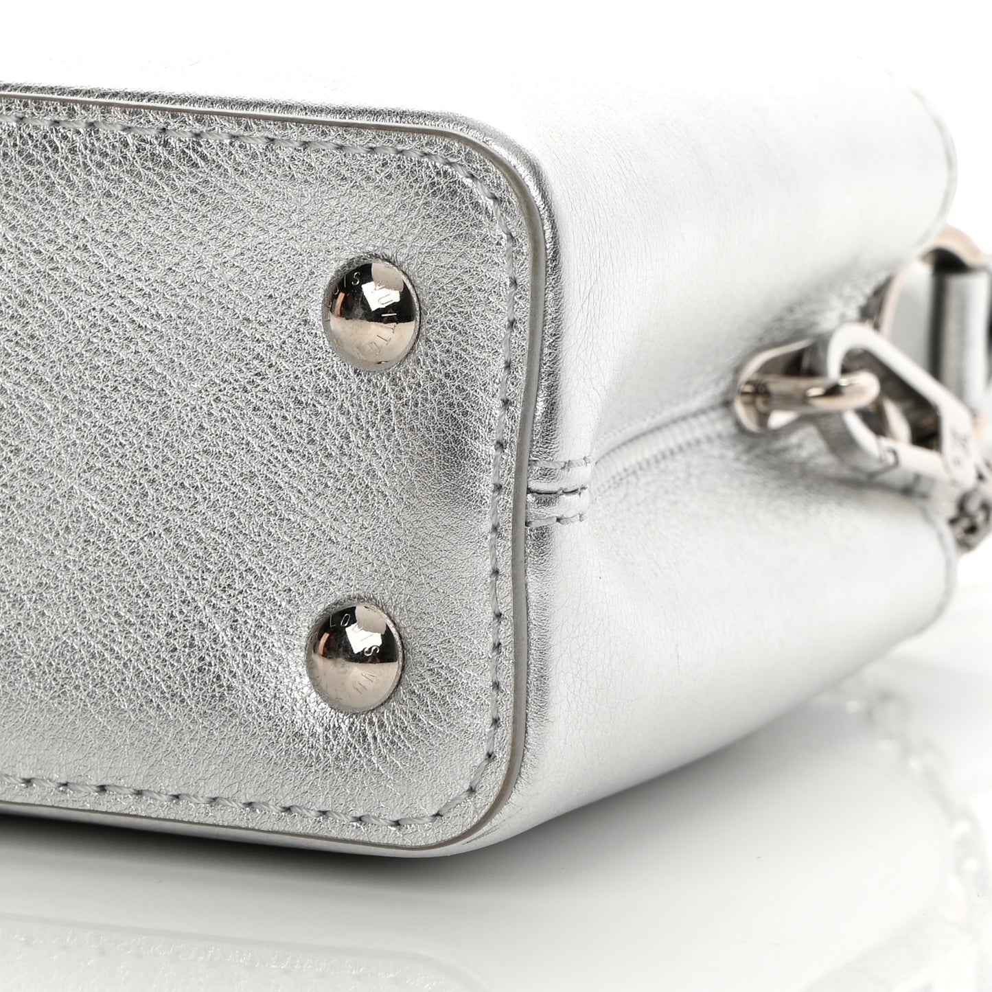 Metallic Calfskin Mini Capucines Silver