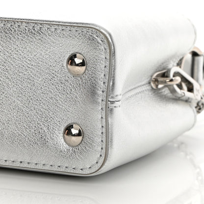 Louis Vuitton Metallic Calfskin Mini Capucines Silver 9 of 11