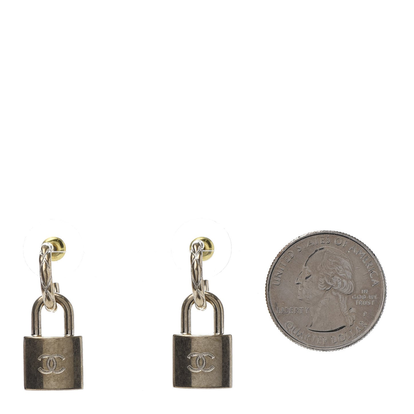 Metal Lock Drop Earrings Light Gold