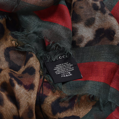 Gucci Modal Silk Leopard Web Print Web Scarf 3 of 3