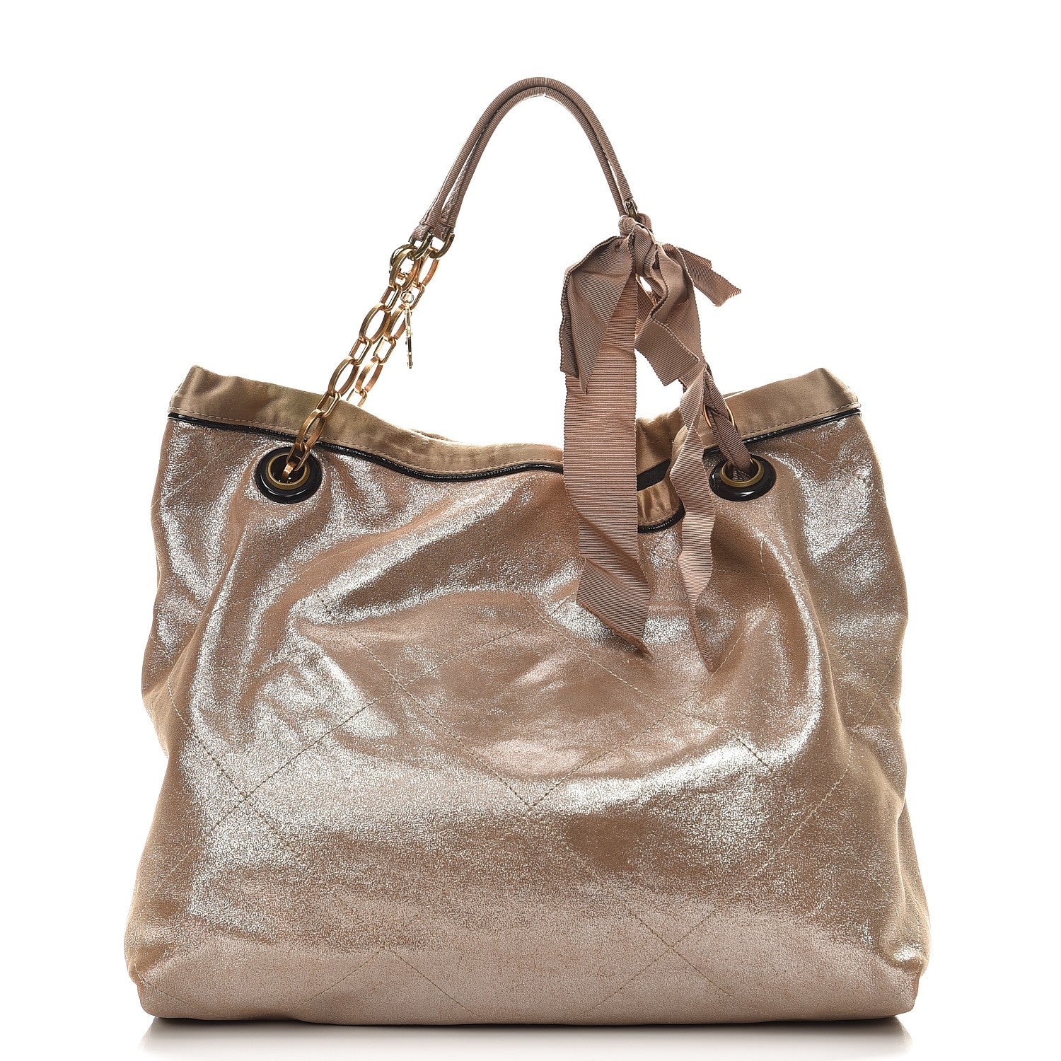 Lanvin Metallic Lambskin Quilted Amalia Cabas Tote Silver 1 of 7